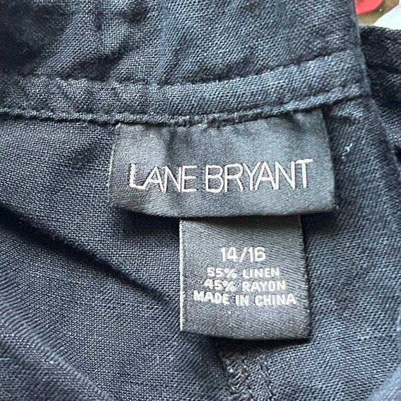 Lane Bryant Capri Pants Size 14 16 Linen Rayon Blend Crop Cargo Black Career - Picture 3 of 9